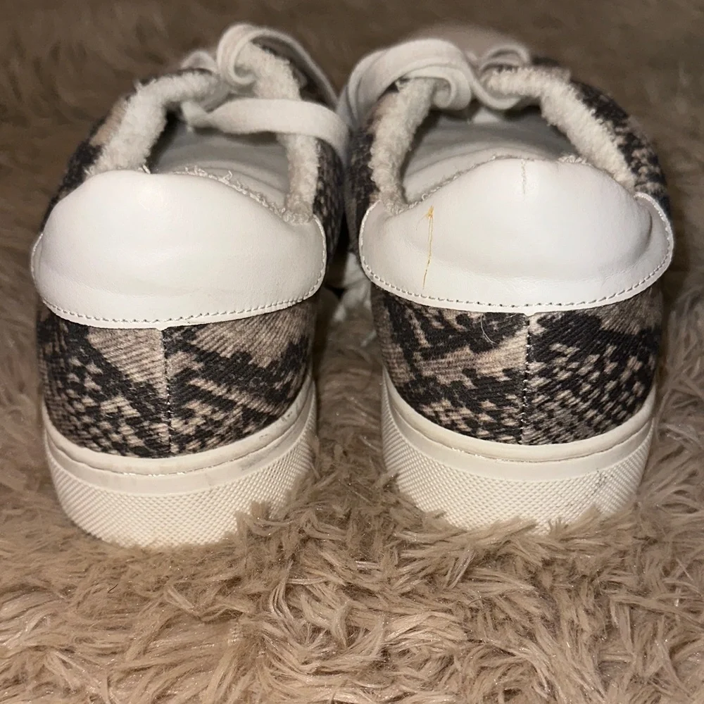Steve Madden White and Snake Print Athletic Shoes - Picture 3 of 6